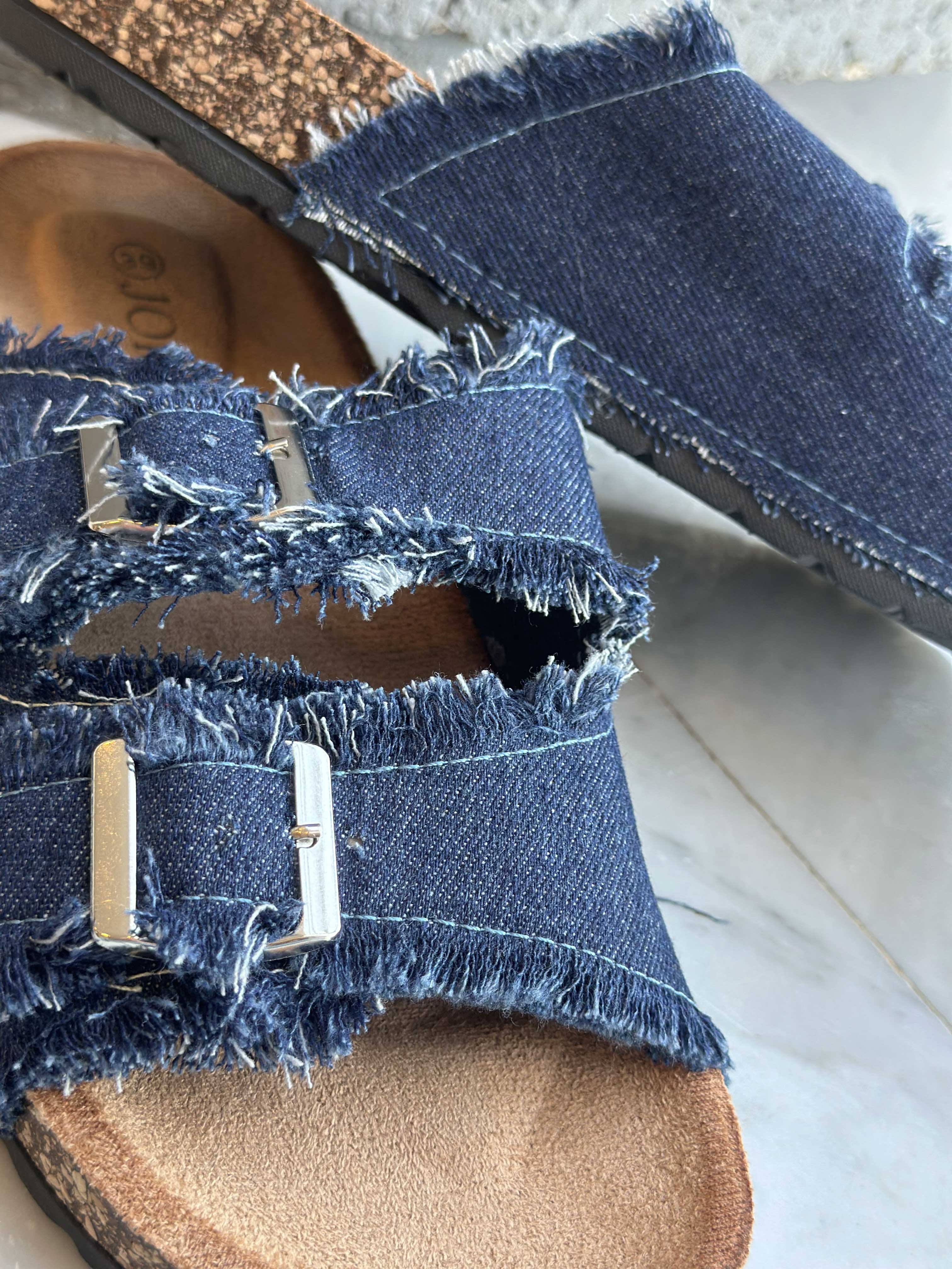 Drea - Söta sandaler i denim med spännen